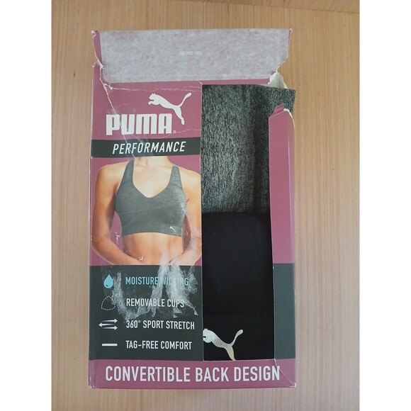 Women's SMALL Puma Performance Moisture Wicking 2 Pack Seamless Sports Bra - Picture 1 of 11